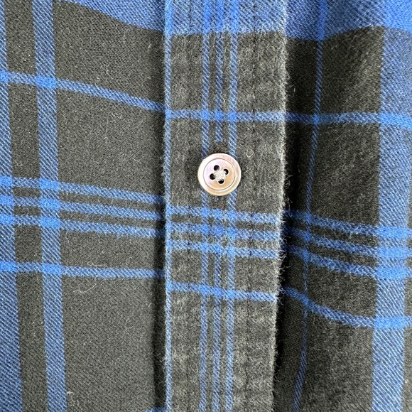 LL Bean Signature Shirt Top Button Down Sz 16 XL 1X Scotch Plaid Blue Black - Picture 4 of 6